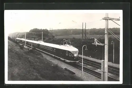 AK Eisenbahn mit Oberleitungen