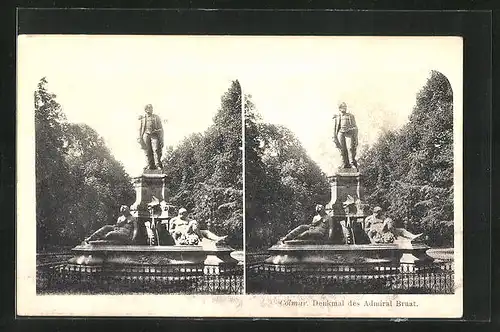 Stereo-AK Denkmal des Admiral Bruat