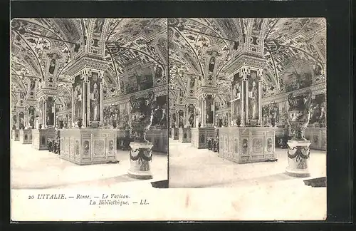 Stereo-AK Rome, Le Vatican, La Bibliothèque