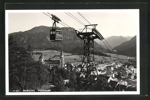 AK Mariazell, Seilbahn mit Blick auf den Ort