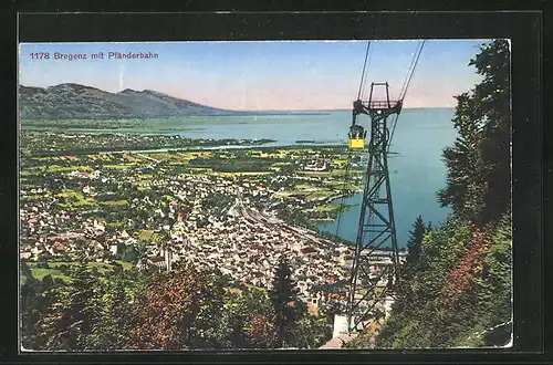 AK Bregenz, Blick von der Pfänderbahn über Bregenz