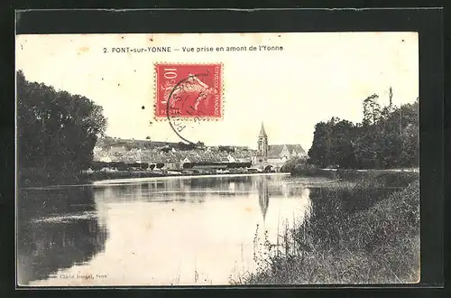 AK Pont-sur-Yonne, Vue prise en amont de l`Yonne