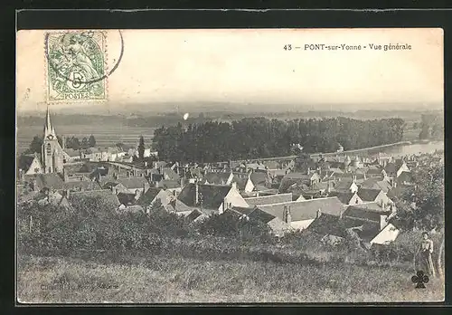 AK Pont-sur-Yonne, Vue générale