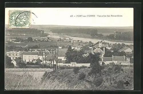 AK Pont-sur-Yonne, Vue prise des Renardières