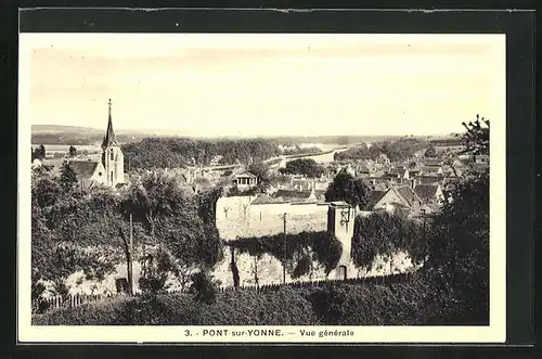 AK Pont-sur-Yonne, Vue générale