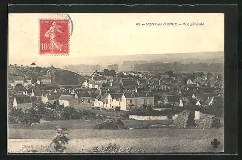 AK Pont-sur-Yonne, Vue générale