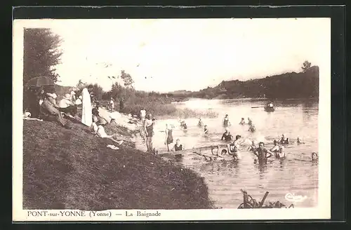 AK Pont-sur-Yonne, La Baignade