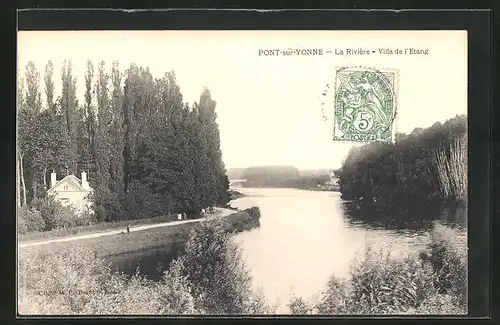 AK Pont-sur-Yonne, La Rivière, Villa de l`Etang