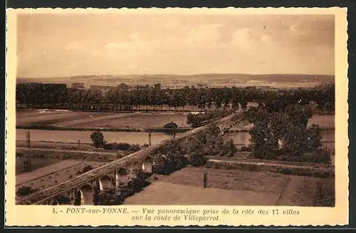 AK Pont-sur-Yonne, Vue panoramique prise de la côte des 17 villes sur la route de Villeperrot