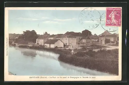 AK Ravières, Le Port sur le canal de Bourgogne et l`entrée du pays