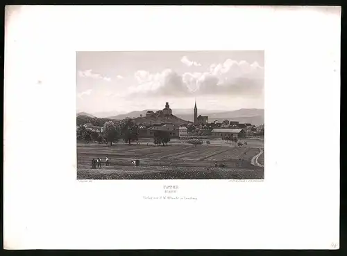 Stahlstich Uster, Zürich, Stahlstich von Rüdisühli um 1865, 31.5 x 23cm