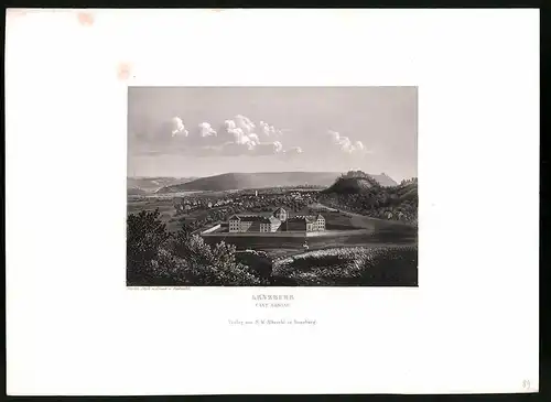 Stahlstich Lenzburg, Kanton Aargau, Stahlstich von Rüdisühli um 1865, 31.5 x 23cm