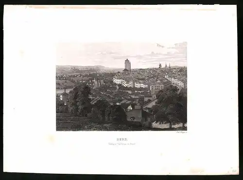 Stahlstich Bern, Stahlstich von R. Ringger um 1865, 31.5 x 23cm