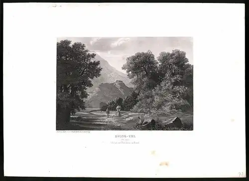 Stahlstich Zwing-Uri, Kanton Uri, Stahlstich von Rüdisühli um 1865, 31.5 x 23cm