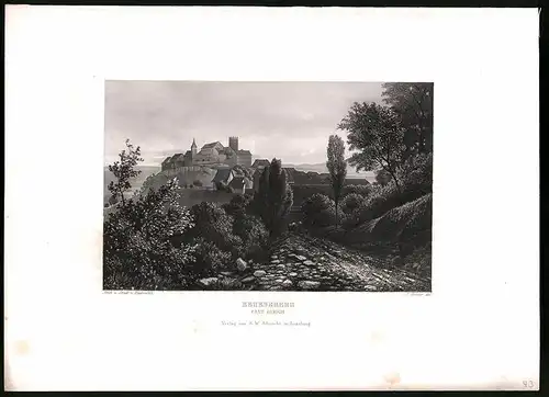 Stahlstich Regensberg, Kanton Zürich, Stahlstich von Rüdisühli um 1865, 31.5 x 23cm