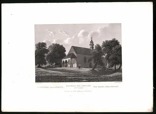 Stahlstich Kapelle bei Sempach, Kanton Luzern, Stahlstich von Rüdisühli um 1865, 31.5 x 23cm