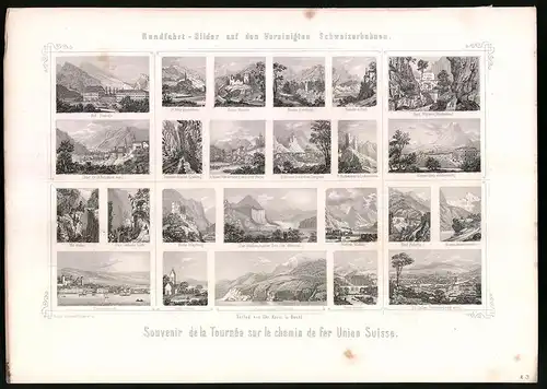 Stahlstich Rundfahrt auf Vereinigten Schweizerbahnen, Sitterbrücke, Stahlstich von August d`Aujourd`hui um 1865