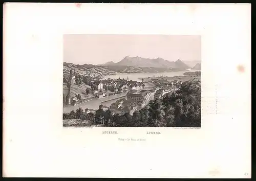 Stahlstich Luzern, Stahlstich von R. Ringger um 1865, 31.5 x 23cm