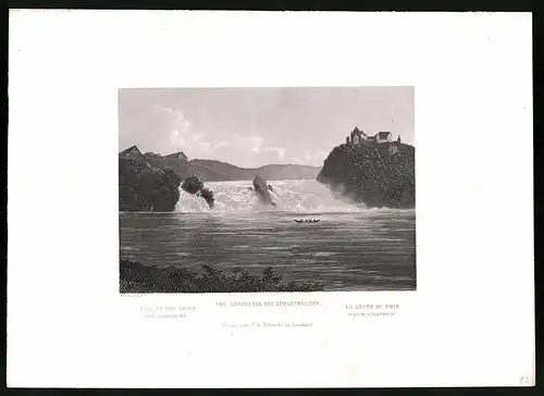 Stahlstich Rheinfall bei Schaffhausen, Stahlstich um 1865, 31.5 x 23cm