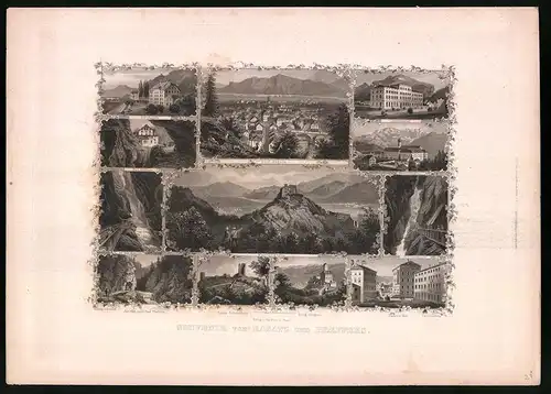 Stahlstich Ragatz und Pfaeffers, Stahlstich von Rüdisühli um 1865, 31.5 x 23cm