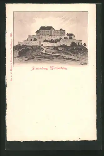 AK Burg Wirtemberg, Blick auf die Stammburg
