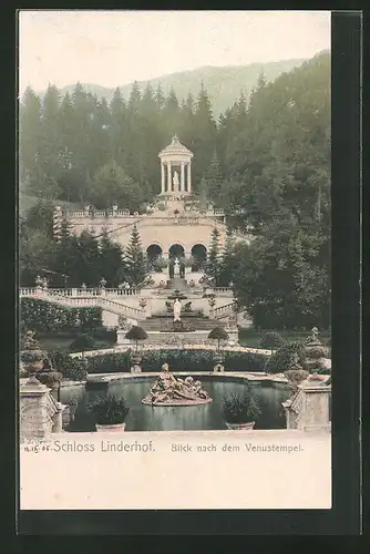 AK Schloss Linderhof, Blick nach dem Venusstempel