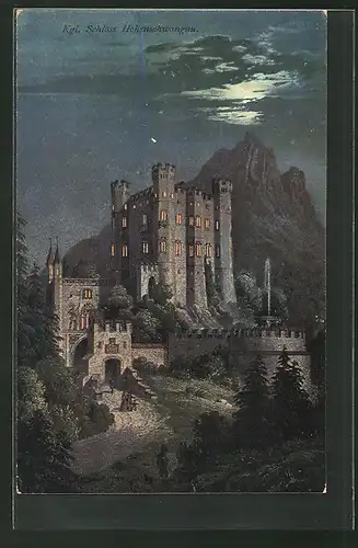 AK Königliches Schloss Hohenschwangau bei Nacht