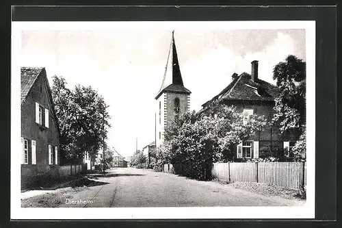 AK Diersheim, Strassenpartie mit Kirche