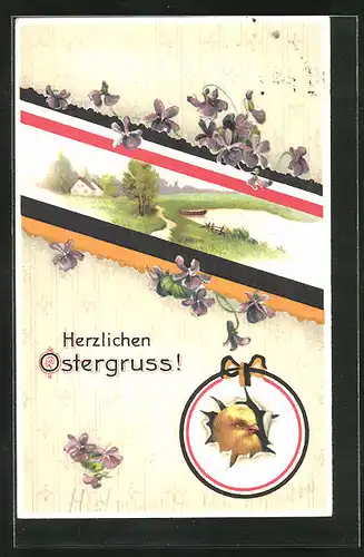 Präge-AK Ostergruss mit Landschaftidyll