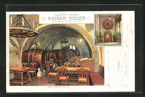 Lithographie Berlin, Restaurant Kaiser-Keller, der Rosekeller