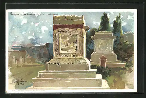 Lithographie Pompei, La tomba di un marinaio, Ausgrabungstätte