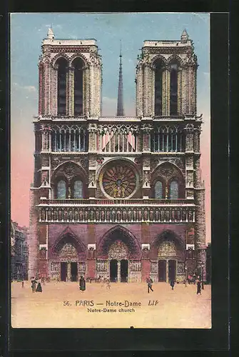 AK Paris, Cathédrale Notre-Dame, la Facade