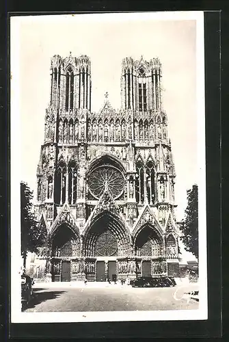 AK Paris, Cathédrale Notre-Dame de Reims, la Facade