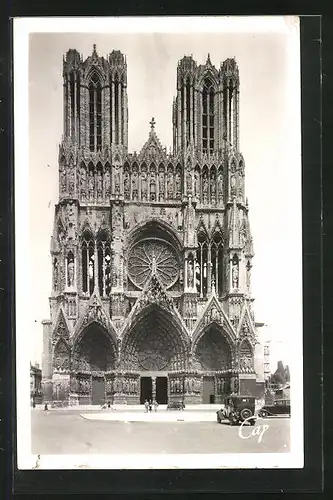AK Paris, Cathédrale Notre-Dame de Reims, la Facade