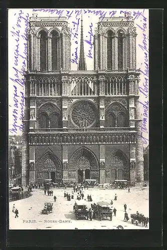 AK Paris, Cathédrale Notre-Dame, la Facade