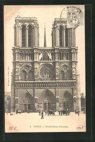 AK Paris, Cathédrale Notre-Dame, la Facade