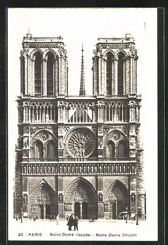 AK Paris, Cathédrale Notre-Dame, la Facade