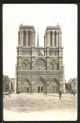 AK Paris, Cathédrale Notre-Dame, la Facade