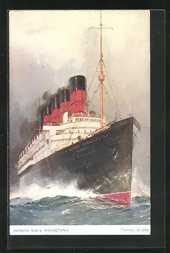 AK R.M.S. Mauretania der Cunard Line in voller Fahrt