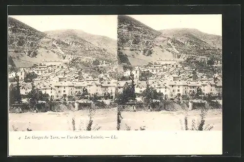 Stereo-AK Les Gorges du Tarn, Vue de Sainte-Enimie