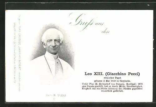 AK Portrait Papst Leo XIII.