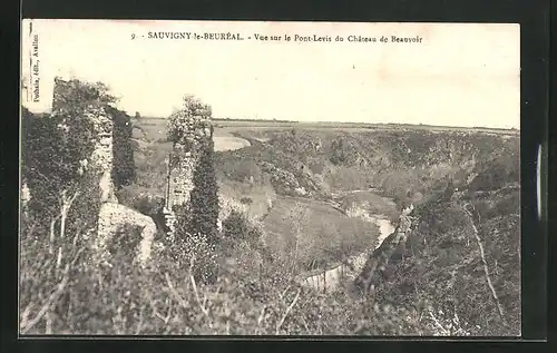AK Sauvigny-le-Beuréal, Vue sur le Pont-Levis du Château de Beanvoir