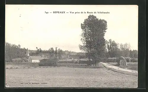 AK Sépeaux, Vue prise de la Route de Villefranche