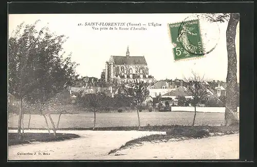 AK Saint-Florentin, L`Eglise, Vue prise de la Route d`Avrolles