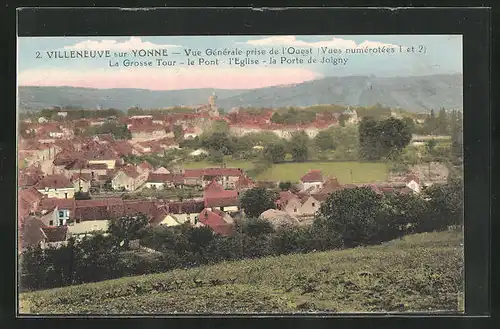 AK Villeneuve-sur-Yonne, Vue Générale prise de l`Ouest