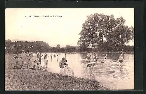 AK Courlon-sur-Yonne, La Plage