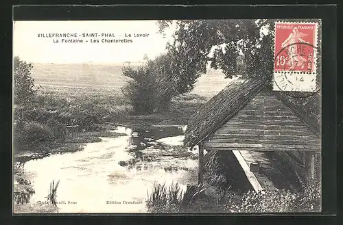 AK Villefranche-Saint-Phal, Le Lavoir, La Fontaine, Les Chanterelles