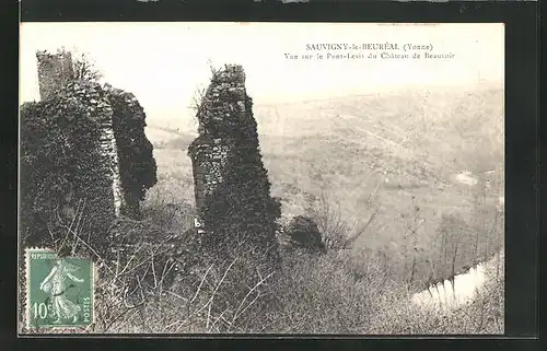 AK Sauvigny-le-Beuréal, Vue sur le Pont-Levis du Château de Beauvoir