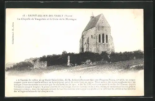 AK Saint-Julien-du-Sault, La Chapelle de Vauguilain et la Crête de la Montagne