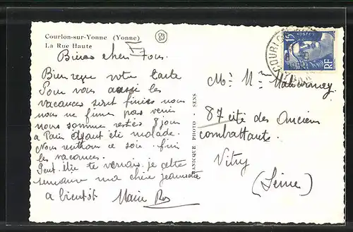 AK Courlon-sur-Yonne, La Rue Haute